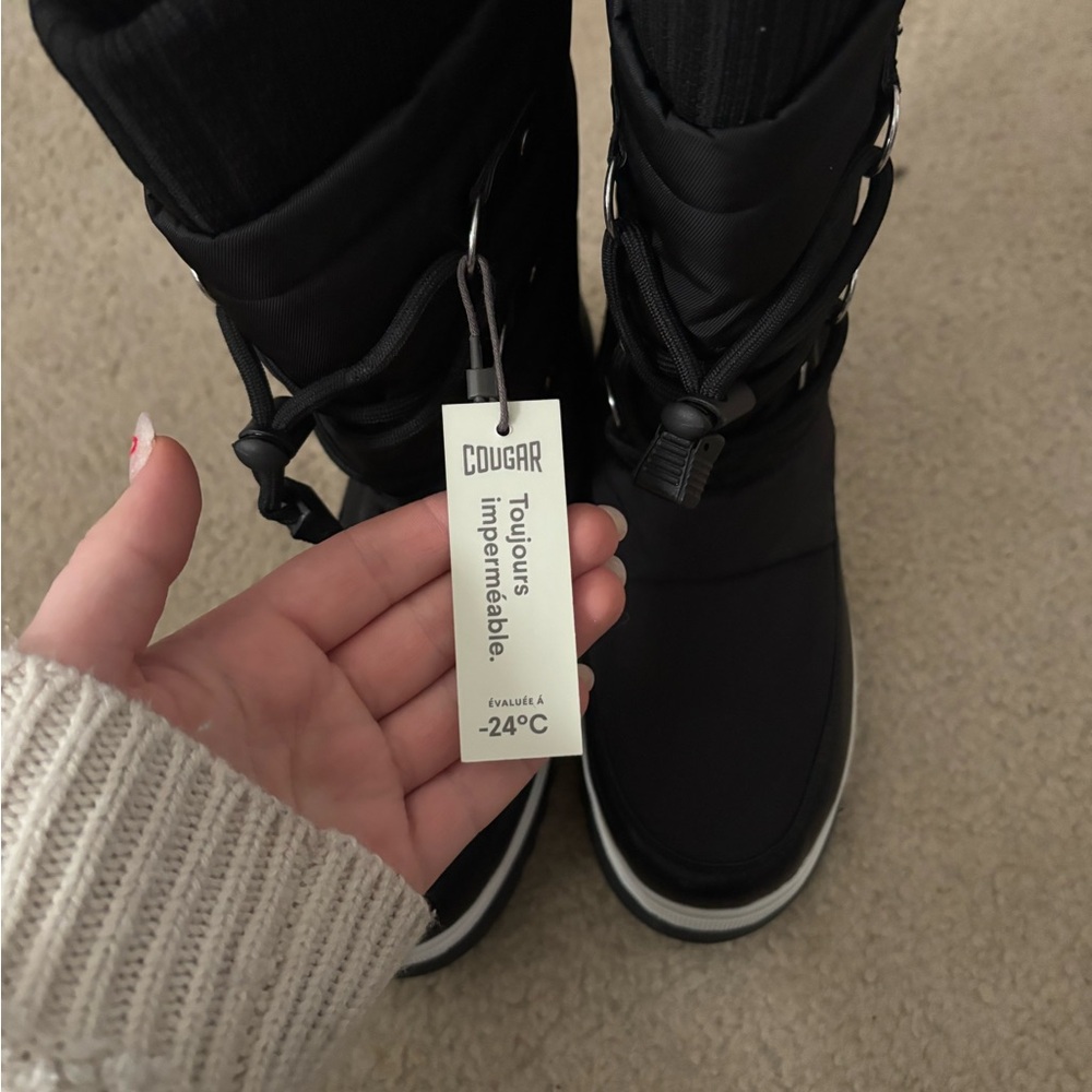 Cougar Black Winter Boots with White Accents - Picture 2 of 3